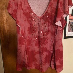 Woman’s red decorative short sleeved tee